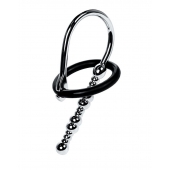 Серебристый уретральный плаг-бусины TOYFA Metal с мягким фиксириющим кольцом - ToyFa - купить с доставкой в Невинномысске