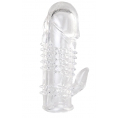Прозрачная гелевая насадка с шипами и клиторальным отростком - 13 см. - Toyfa Basic - в Невинномысске купить с доставкой