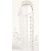 Гелевая прозрачная насадка с 2 отростками - 13 см. - Toyfa Basic - в Невинномысске купить с доставкой