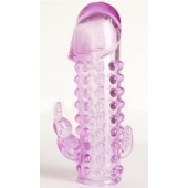 Закрытая фиолетовая насадка с 2 отростками - 13 см. - Toyfa Basic - в Невинномысске купить с доставкой
