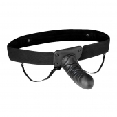 Чёрный полый страпон с вибрацией Unisex Vibrating Hollow Strap-On - 14 см. - Lux Fetish - купить с доставкой в Невинномысске