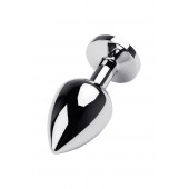 Серебристая коническая анальная пробка с красным кристаллом - 8 см. - ToyFa - купить с доставкой в Невинномысске