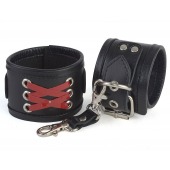 Кожаные наручники с декоративной лаковой шнуровкой - Sitabella - купить с доставкой в Невинномысске