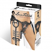 Черные трусики для страпона из патентованной кожи - Lux Fetish - купить с доставкой в Невинномысске