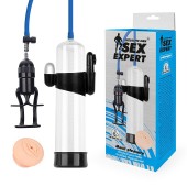 Прозрачная вакуумная вибропомпа Sex Expert с насадкой-вагиной - Sex Expert - в Невинномысске купить с доставкой