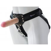 Черный пояс-трусики с насадкой  Гламур Dana  - 15,5 см. - LOVETOY (А-Полимер) - купить с доставкой в Невинномысске