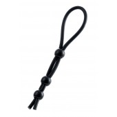 Черное лассо на пенис с тремя бусинами - A-toys - в Невинномысске купить с доставкой