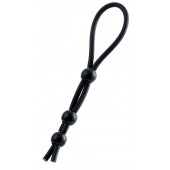 Черное лассо на пенис с тремя бусинами - A-toys - в Невинномысске купить с доставкой