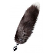 Серебристая металлическая анальная втулка с хвостом чернобурой лисы - размер S - ToyFa - купить с доставкой в Невинномысске