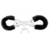 Меховые чёрные наручники Beginner s Furry Cuffs - Pipedream - купить с доставкой в Невинномысске