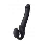 Черный безремневой страпон Silicone Bendable Strap-On M - Strap-on-me - купить с доставкой в Невинномысске