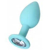 Мятная анальная пробка с прозрачным кристаллом Brilliant - 7 см. - ToyFa - купить с доставкой в Невинномысске