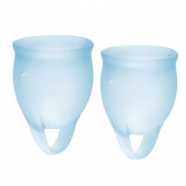 Набор голубых менструальных чаш Feel confident Menstrual Cup - Satisfyer - купить с доставкой в Невинномысске