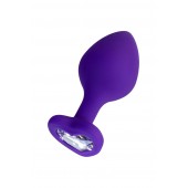 Фиолетовая анальная втулка Diamond Heart с прозрачным кристаллом - 8 см. - ToyFa - купить с доставкой в Невинномысске