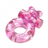 Розовое эрекционное виброкольцо на пенис Pink Bear - Baile - в Невинномысске купить с доставкой