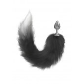 Серебристая анальная пробка с черным хвостом Galaxy - Lola Games - купить с доставкой в Невинномысске