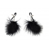 Зажимы на соски с черным пухом Euphoric - Lola Games - купить с доставкой в Невинномысске