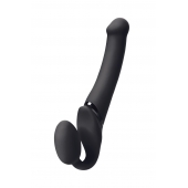 Черный безремневой вибрострапон Silicone Bendable Strap-On M - Strap-on-me - купить с доставкой в Невинномысске