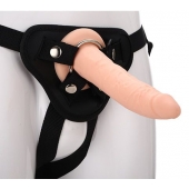 Телесный страпон на черных трусиках STRAP ON REAL DILDO - 20 см. - Dream Toys - купить с доставкой в Невинномысске