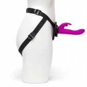 Лиловый страпон Rechargeable Vibrating Strap-On Harness Set - 17,6 см. - Happy Rabbit - купить с доставкой в Невинномысске