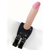 Черный узкий пояс на бедро с телесной насадкой - LOVETOY (А-Полимер) - купить с доставкой в Невинномысске