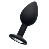 Черная анальная втулка с прозрачным стразом - 7,2 см. - POPO Pleasure - купить с доставкой в Невинномысске