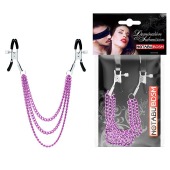 Оригинальные зажимы на соски с тройной розовой цепочкой - Notabu - купить с доставкой в Невинномысске