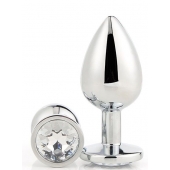 Серебристая анальная втулка с прозрачным кристаллом - 7,1 см. - Dream Toys - купить с доставкой в Невинномысске