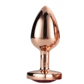 Золотистая анальная втулка с кристаллом-сердечком розового цвета - 7,1 см. - Dream Toys - купить с доставкой в Невинномысске