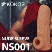 Телесная открытая насадка-реалистик с подхватом мошонки Nude Sleeve M - 12 см. - KOKOS - в Невинномысске купить с доставкой