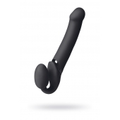 Черный безремневой вибрострапон Vibrating Bendable Strap-On L - Strap-on-me - купить с доставкой в Невинномысске