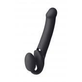 Черный безремневой вибрострапон Vibrating Bendable Strap-On L - Strap-on-me - купить с доставкой в Невинномысске
