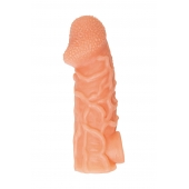 Телесная закрытая насадка с венками Cock Sleeve Size M - 15,6 см. - KOKOS - в Невинномысске купить с доставкой