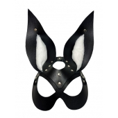 Черная маска зайки с белым мехом на ушках Miss Bunny - БДСМ Арсенал - купить с доставкой в Невинномысске