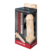 Поясной фаллоимитатор с мошонкой телесного цвета - 18 см. - LOVETOY (А-Полимер) - купить с доставкой в Невинномысске