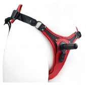 Красно-черный женский пояс с 2 способами крепления насадок - LOVETOY (А-Полимер) - купить с доставкой в Невинномысске