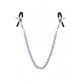 Зажимы для сосков с фиолетовой цепочкой Sweet Caress Nipple Chain - Sweet Caress - купить с доставкой в Невинномысске