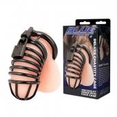 Черная металлическая клетка с замком Deluxe Chastity Cage - BlueLine - купить с доставкой в Невинномысске