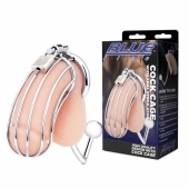 Серебристая металлическая клетка с анальным стимулятором Cock Cage - BlueLine - купить с доставкой в Невинномысске