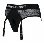 Черные трусики для насадок Diva Lingerie Harness - size S - Strap-on-me - купить с доставкой в Невинномысске