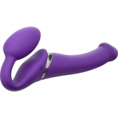 Фиолетовый безремневой вибрострапон Silicone Bendable Strap-On - size M - Strap-on-me - купить с доставкой в Невинномысске