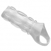 Насадка на пенис с кольцом для мошонки Clear Sensations Enhancer Sex Sleeve - 11,5 см. - XR Brands - в Невинномысске купить с доставкой