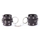 Черные кожаные наручники с люверсами - Crazy Handmade - купить с доставкой в Невинномысске