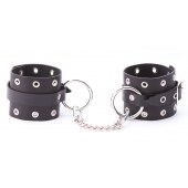 Черные кожаные оковы с люверсами - Crazy Handmade - купить с доставкой в Невинномысске