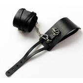 Черные кожаные оковы с креплением в виде веревочек - Crazy Handmade - купить с доставкой в Невинномысске