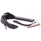 Черная кожаная плеть с удобной ручкой - 50 см. - Crazy Handmade - купить с доставкой в Невинномысске