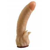 Телесная гелевая насадка-фаллос с клиторальными лепестками - 18,5 см. - LOVETOY (А-Полимер) - купить с доставкой в Невинномысске