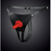 Чёрные кожаные универсальные трусики со штырьком для насадок - Sitabella - купить с доставкой в Невинномысске