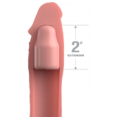 Телесная насадка-удлинитель 2 Inch Silicone X-tension with Strap - 20,3 см. - Pipedream - в Невинномысске купить с доставкой