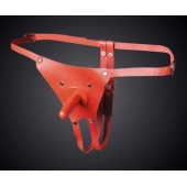 Красные кожаные универсальные трусики со штырьком для насадок - Sitabella - купить с доставкой в Невинномысске